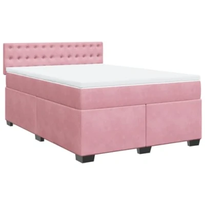 Abbildung von vidaXL Boxspringbett, Bett mit Matratze Kopfteil, Polsterbett Doppelbett für Schlafzimmer, Bettgestell Lattenrost, Dunkelrosa 140x200cm Samt