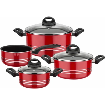 Abbildung von GSW Topf Set &quot;Milano color&quot;, Aluminium Leichtmetall Legierung, (Set, 7 tlg., je 1 Kochtopf Ø 16/20/24 cm, 1x Stielkasserolle 16 cm), extra starker FerroThermBoden, Induktion