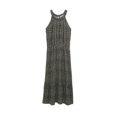 Abbildung von TOM Tailor American Neckline Maxikleid, Damen, Größe: 34, Abstract black grid design