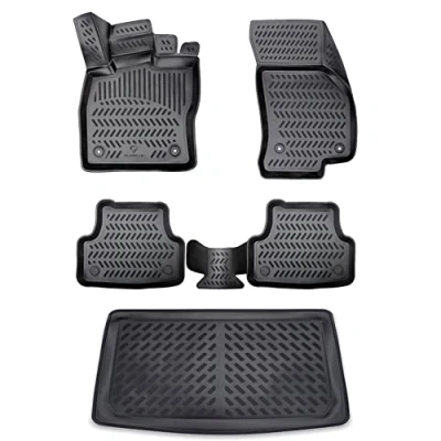 Abbildung von ELMASLINE 3D Gummimatten &amp; Kofferraumwanne Set für Renault CAPTUR ab 2020 (unterer Ladeboden) Zubehör Fußmatten Kofferraum