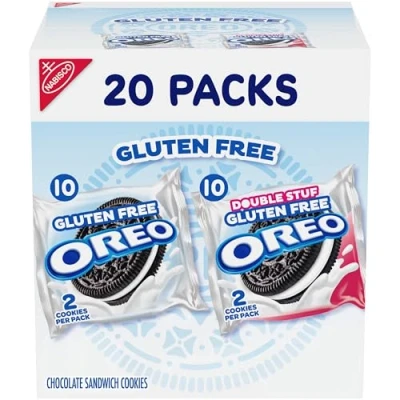 Abbildung von OREO Glutenfreie Original &amp; Double Stuf Chocolate Sandwich Cookies Variety Pack, Kekse, 20 Snackpacks (2 Kekse pro Packung)