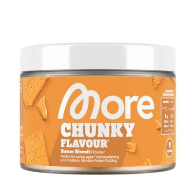 Abbildung von MORE Chunky Flavour, Butterkeks, 150 g, vegan, Geschmackspulver zum Süßen, ohne viel Zucker und Kalorien, mit Inulin Laktase made in Germany