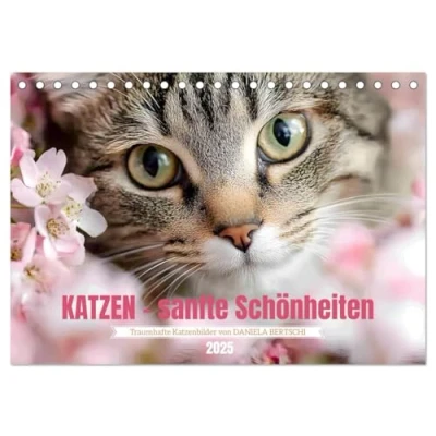 Abbildung von Katzen sanfte Schönheiten (Tischkalender 2025 DIN A5 quer), CALVENDO Monatskalender