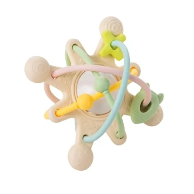 Abbildung von Nattou Teether with Rattle Galaxy Silicone, 10 cm, Pastel