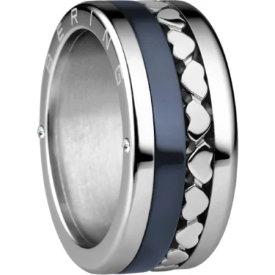 Abbildung von BERING Austauschbar Ringkombination für Damen in Silber &amp; Blau mit einzigartigem Twist Change System, Maas