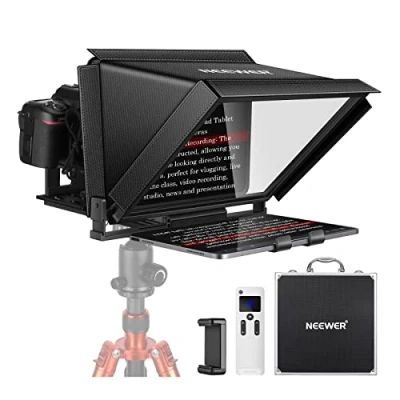 Abbildung von NEEWER X12 Teleprompter aus Aluminiumlegierung mit RT 110 Fernbedienung und App Steuerung,kompatibel iPad, iOS/Android Tablet, Smartphone, DSLR Kamera, komplette Metallkonstruktion Tragetasche