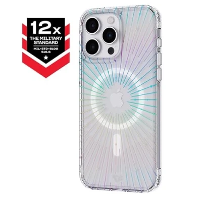 Abbildung von tech21 Evo Clear Sparkle Hülle für iPhone 15 Pro, Kompatibel mit MagSafe, Einfache Telefonhülle, Biologisch abbaubar, Transparent/Glitzer, 12x Militärniveau Fallschutz: 3,6m