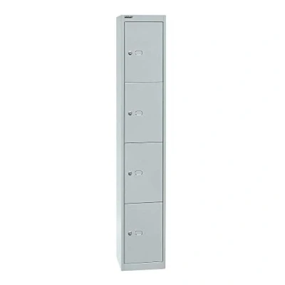 Abbildung von BISLEY Schließfachschrank Office, 1 Abteil, 4 Fächer, T 305 mm, Metall, 645 Lichtgrau, 30.5 x 180.2 cm
