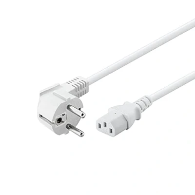 Abbildung von Goobay 96031 Kaltgerätekabel 2,5m / C13 Kaltgerätebuchse &amp; 90 Grad Schutzkontaktstecker Winkelstecker Universelles PC Monitor Stromkabel Netzkabel Weiß 2,5 m
