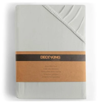 Abbildung von DecoKing Spannbettlaken 180x200 200x200 cm 100% gekämmte Baumwolle Silber Spannbetttücher Jersey Boxspringbett Amber 180 x 200