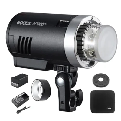 Abbildung von Godox AD300Pro Blitzlicht 300Ws Outdoor Flash 2.4G Wireless 5600K TTL 1 / 8000s HSS 0,01 1,5s Recyclingzeit 320 voller Blitz 2600mAh Akku für Canon Nikon Sony Fuji Panasonic Pentax Olympus Kamera