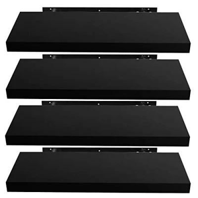 Abbildung von EUGAD Wandregal Wandboard 4er Set Hängeregal Holz Board Modern Schwarz 60x22,9x3,8cm 0050QJ 4