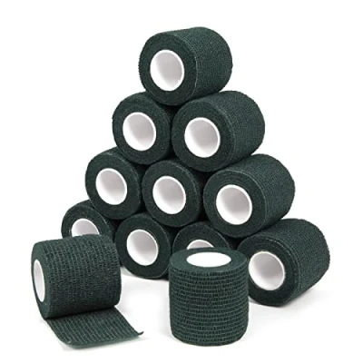 Abbildung von Haftbandage Verband Selbstklebender 5cm x 4,5m, 12 Rollen Fixierbinde Selbsthaftend Kohäsive Bandage für Erste Hilfe Dog Tierarztwickelband Sport Elastische Binde Handgelenk, Füße (Dunkelgrün)