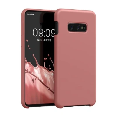 Abbildung von kwmobile Hülle kompatibel mit Samsung Galaxy S10e Silikon Handy Case Handyhülle weiche Oberfläche kabelloses Laden Winter Rose