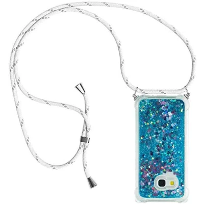 Abbildung von HongMan Handykette Hülle Kompatibel mit Samsung Galaxy A3 2017 A320 Quicksand Glitzer Band Silikon Handyhülle Kordel Umhängenband Schnur Treibsand Case zum Umhängen
