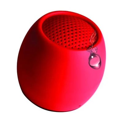Abbildung von Boompods Zero Mini tragbarer Bluetooth Lautsprecher Kabelloser Lautsprecher, IPX6 wasserdicht, 5 Std Spielzeit, Outdoor Speaker klein, Mikrofon &amp; Dual Pairing, für Dusche, Reisen, iPhone, Rot