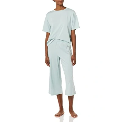 Abbildung von Amazon Essentials Damen Schlafanzug aus Strickjersey (in Übergröße erhältlich), Staubblau, L