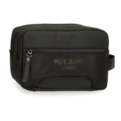 Abbildung von Pepe Jeans Bromley Kulturbeutel, zwei Fächer, anpassbar, Schwarz, 26 x 16 12 cm, Polyester, Talla única, Kulturbeutel mit Fächern, anpassbar