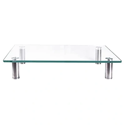 Abbildung von Melko TV Aufsatz Monitorerhöhung Bildschirmerhöhung Klarglas Optik Tisch Monitor Glasaufsatz Rack Monitorständer Fernseherhöhung Regal Halterung, (Stück, Sicherheitsglas)