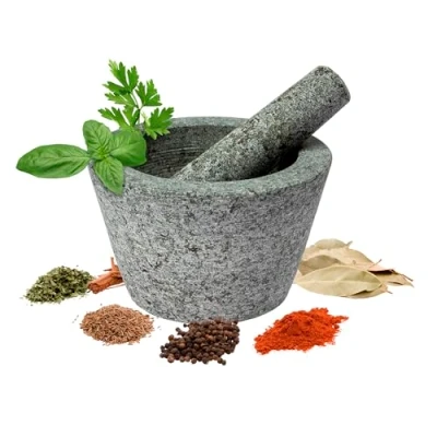 Abbildung von BROWIN® Küchenmörser mit Stößel aus Granit 312013 Ø 13,3 cm Zerkleinerer für Kerne, Gewürze, Nüsse, Pfeffer oder Kräuter Traditionelle Qualität kulinarische Meisterwerke