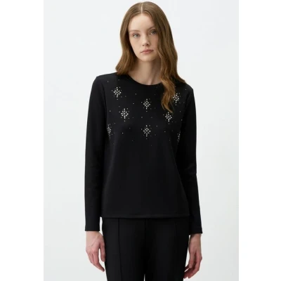 Abbildung von Jimmy Key CREW NECK Stone Embroidered Sweatshirt, Damen, Größe: 36, Black