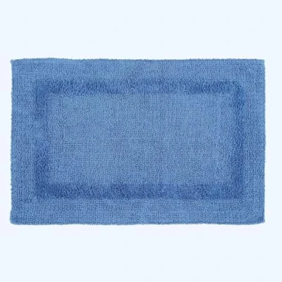 Abbildung von Homescapes Premium Badematte blau, Badvorleger 50x80 cm, Badteppich Baumwolle mit Wende Design