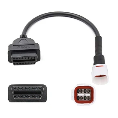 Abbildung von F94CS Bolwins 4 Pin zu OBD2 Kabel, Kabel Adapter passend für Motorrad Yamaha Diagnose Fehler lesen löschen Diagnostor Anschlusskabel 30cm
