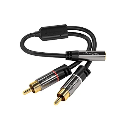 Abbildung von KabelDirekt 3,5mm Adapter Kabel 0,2m (2 x Cinch Stecker &gt; Buchse, 3 polig) PRO Series