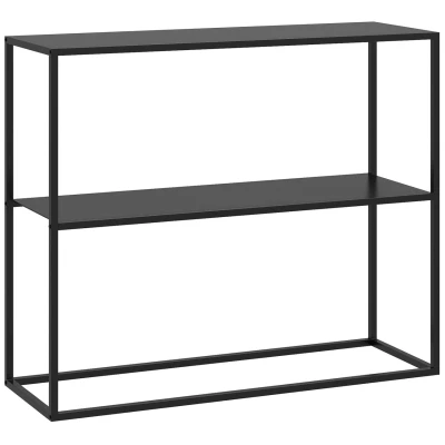 Abbildung von HOMCOM Konsolentisch Flurtisch, Sofatisch aus Stahl (Standregal, 1 St., Beistelltisch), Schwarz, 90 x 30 75 cm