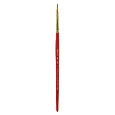Abbildung von Winsor &amp; Newton 5181706 Sceptre Gold II Künstler Aquarellpinsel mit hoher Farbtragekapazitat exzellenter Sprungkraft, Serie 101 Rundpinsel, kurzer Stiel, Nr.6 3,6mm