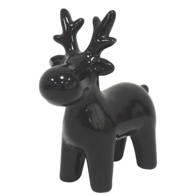 Abbildung von Dadeldo Living &amp; Lifestyle Dekofigur Elch Schwarz Steingut 10x9cm Weihnachtsdeko