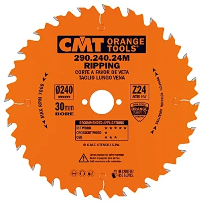 Abbildung von CMT ORANGE TOOLS 290.240.24M HANDKREISSÄGEBLATT LÄNGSSCHNITT 240X2.8X30 Z=24 10 WECHSELZAHN