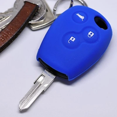 Abbildung von Soft Case Schutz Hülle Auto Schlüssel für Dacia DOKKER SANDERO Duster LODGY Logan Renault CLIO TWINGO 3 Tasten/Farbe Blau
