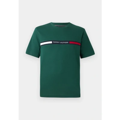 Abbildung von Tommy Hilfiger Herren T Shirt Kurzarm Rundhalsausschnitt, Grün (Ornamental Green), XL