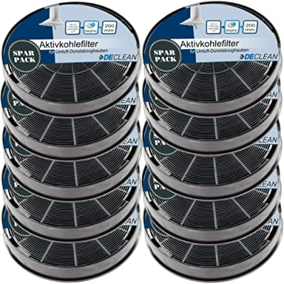 Abbildung von DeClean Aktivkohlefilter 10 Stk. Filter Dunstabzugshaube kompatibel mit Typ EFF62 Faber Franke 112.0016.755 AEG 9029793578 Bosch/Siemens 00748732 Miele 6532971