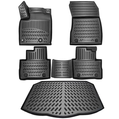 Abbildung von ELMASLINE 3D Gummimatten &amp; Kofferraumwanne Set für Nissan Qashqai (J12) 2021 2024 unterer Ladeboden Passt Nicht in E Power !!! Zubehör Kofferraum Fußmatten