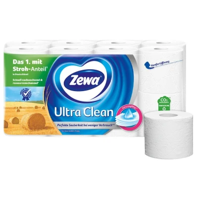 Abbildung von ZEWA Toilettenpapier Ultra Clean (16 St), 4 lagig, mit Strohanteil und Prägung, 150 Blatt/Rolle