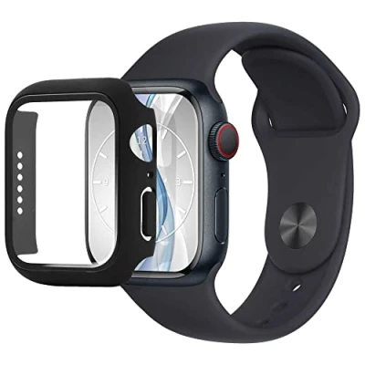 Abbildung von mtb more energy Hülle kompatibel mit Apple Watch 4, 5, 6, SE (40mm) schwarz integrierter Displayschutz aus gehärtetem Glas Rundum Schutz Bumper Gehäuse Schutzhülle Tempered Glass