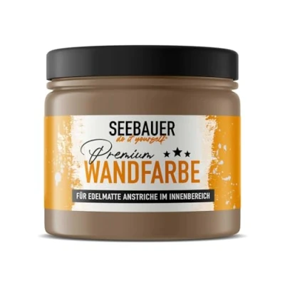 Abbildung von SEEBAUER diy Wandfarbe Braun 300ML für Innen (No. 645 Pure Earth) Edelmatte braune Innenfarbe Brauntöne sehr hohe Deckkraft Matt, Abwaschbar und Tropffrei