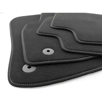Abbildung von Fußmatten für VW ID3 ID.3 passend (Ziernaht Silber) Velours Premium Matten Innen Schwarz 4 teilig