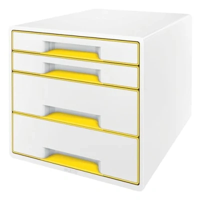 Abbildung von Leitz Schubladenbox Wow Cube 4 Schubladen Polystyrol weiß/gelb