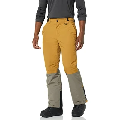 Abbildung von Amazon Essentials Herren Wasserfeste, Isolierte Snowboard Schneehose, Braun Senfgelb Farbblock, XXL