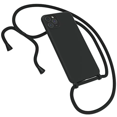 Abbildung von EAZY CASE Premium Silikon Handykette kompatibel mit iPhone 11 Pro Max Handyhülle Umhängeband, Handykordel Schutzhülle, Silikonhülle, Hülle Band, Kette für Smartphone, Schwarz