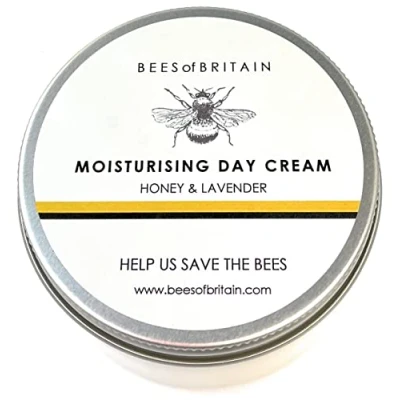 Abbildung von 99% Natürlich REICHHALTIGE TAGESCREME HONIG &amp; LAVENDEL 100 g von BEES of BRITAIN. pH 5,5 für Empfindliche Haut. Wir Spenden 5% Unseres Gewinns, um Bienen und Bestäuber zu Retten.