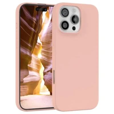 Abbildung von EAZY CASE Premium Silikon Handyhülle kompatibel mit iPhone 16 Pro Max Slimcover Kameraschutz und Innenfutter, Silikonhülle, Schutzhülle, Bumper, Handy Case, Hülle, Softcase, Rosa