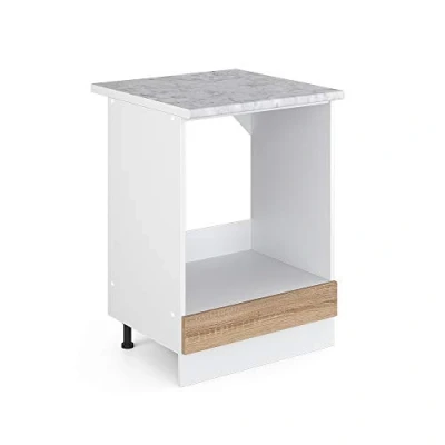 Abbildung von Vicco Herdumbauschrank R Line, Sonoma/Weiß, 60 cm, AP Marmor