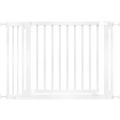 Abbildung von Safetots Naturholz Elegance Treppenschutzgitter, Weiß, 115cm 123cm, Druckmontage Sicherheitsgitter, 73cm Extra Breite Türöffnung, Breites Gitter für Treppen, Flure und Türen