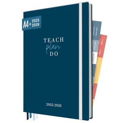 Abbildung von Häfft® Lehrer Planer 2025/2026 A4 + &quot;Blue&quot; Hardcover Lehrerkalender mit Wochenkalendarium, 226 Seiten, Stickern und mehr nachhaltig &amp; klimafreundlich