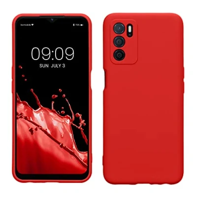 Abbildung von kwmobile Slim Case kompatibel mit Oppo A16 / A16s A54s Hülle Handyhülle aus Silikon in Rot
