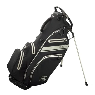 Abbildung von Wilson Golftasche, W/S Exo Dry Stand Bag, Trage /Trolleytasche, 5 Fächer für diverse Golfschläger, Golf Zubehör Damen und Herren, Schwarz / Kohlegrau Silber